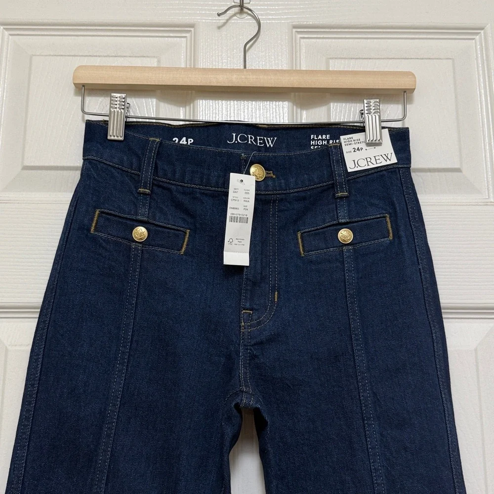 NWT J.Crew Petite New Vintage Flare Jean in Rinse Wash - Picture 7 of 11